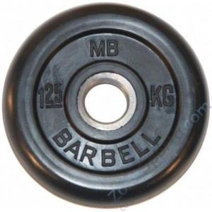 Диск обрезиненый черный MB Barbell MB50-1,25 d-50мм 1,25кг
