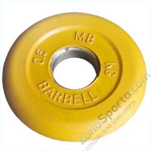 Диск обрезиненый цветной MB Barbell MB31-0,5 d-31мм 0,5кг