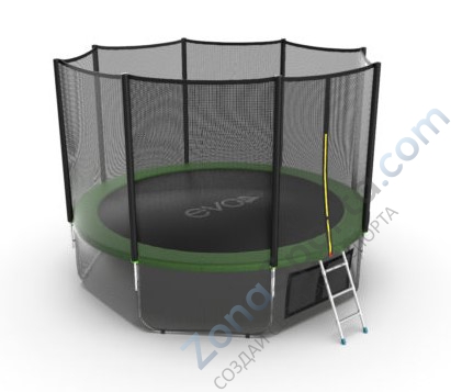 Батут Evo Jump External 12ft (Green) с нижней сетью