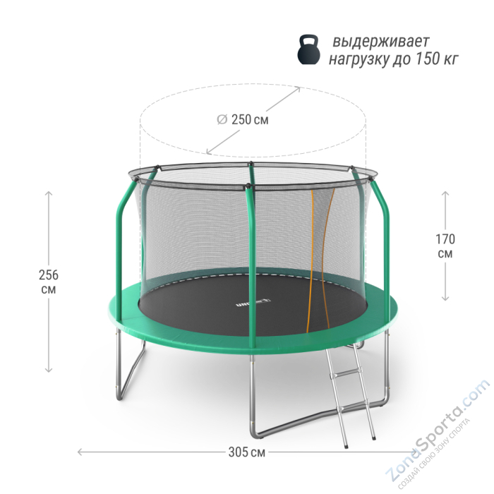 Батут Unix Line Supreme Basic 10 ft (green)