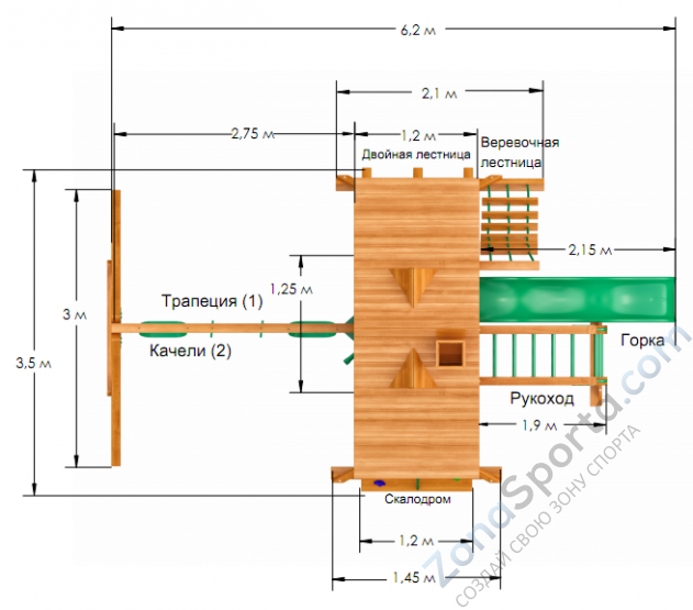 Деревянная детская площадка для дачи IgraGrad Шато 4