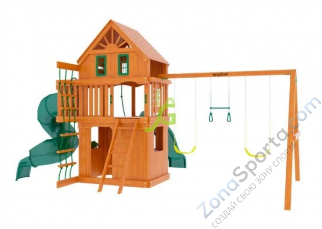 Деревянная детская площадка для дачи Igragrad Шато 2 с трубой (Домик)