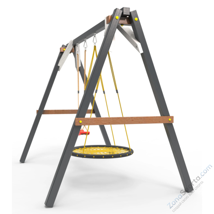 Деревянные качели Пикник 2 Ультра (качели гнездо 1м качели долька)