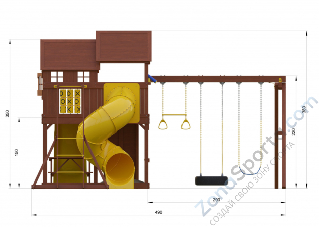 Детский игровой комплекс NewSunrise НьюСанрайз с винтовой горкой-трубой и рукоходом