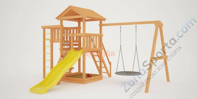 Детская площадка Савушка Мастер 3 с качелями Гнездо 1 метр