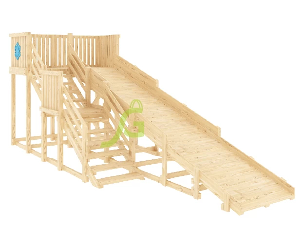 Детская деревянная зимняя горка IgraGrad Snow Fox скат 5.9 м без окраски