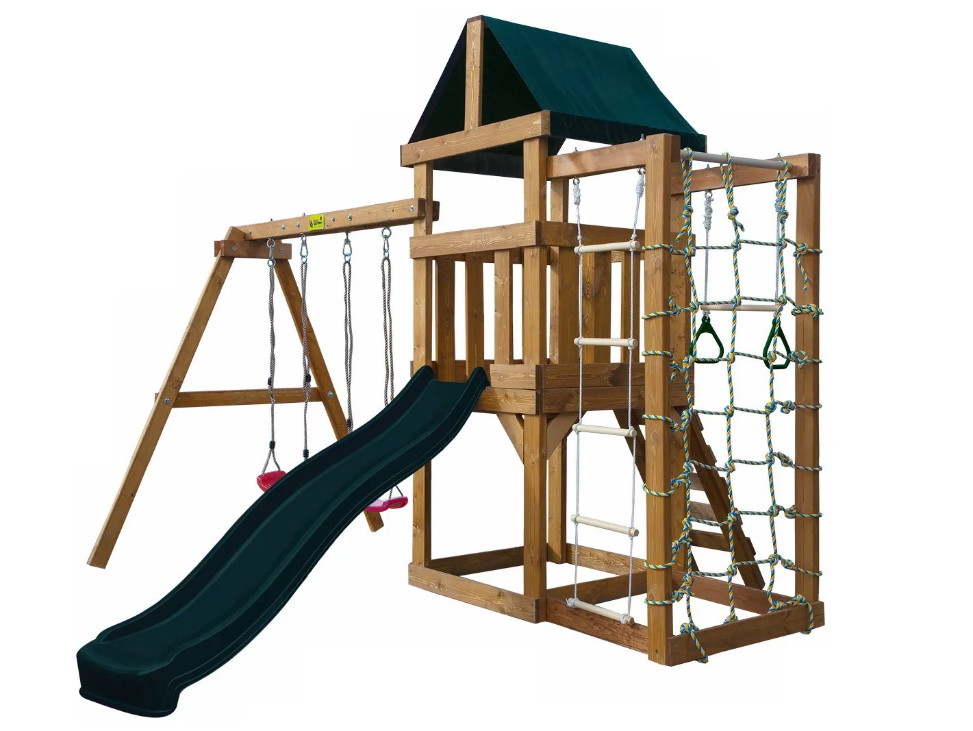 Детская игровая площадка BabyGarden Play 10 DG с канатной сеткой, веревочной  лестницей, трапецией и темно-зеленой горкой 2,20 метра купить в Москве и МО  | ZonaSporta.com