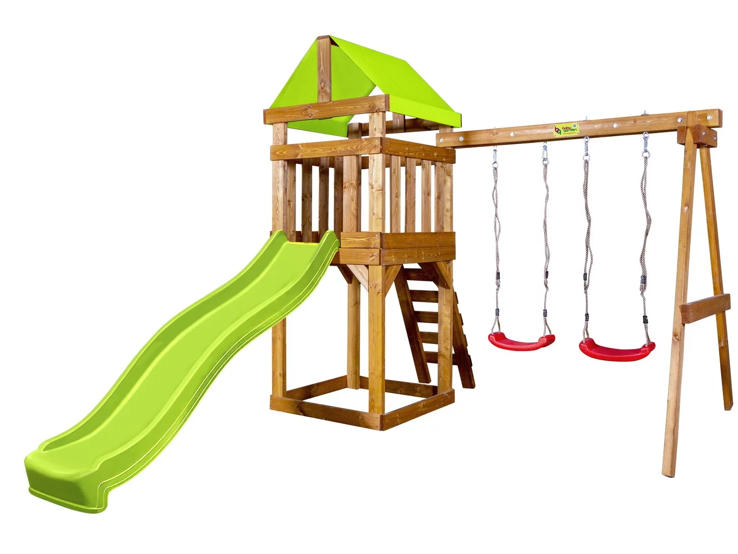 Детская игровая площадка BabyGarden Play 2 LG с качелями и светло-зеленой горкой