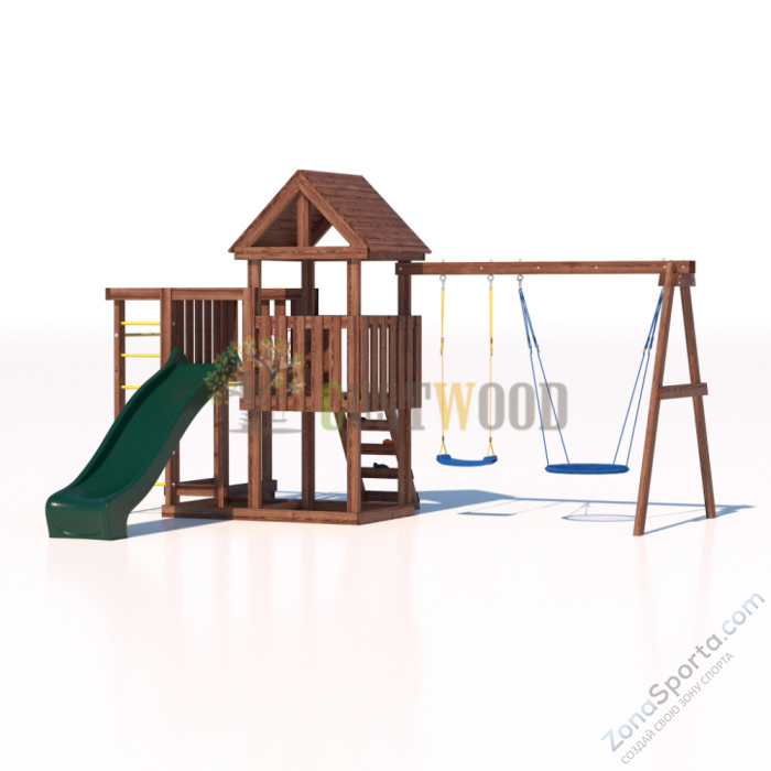 Детская деревянная игровая площадка для улицы дачи CustWood Junior Color JC9 с большой горкой 2,2 метра