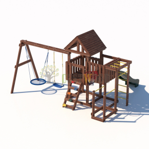Детская деревянная игровая площадка для улицы дачи CustWood Junior Color JC9 с большой горкой 2,2 метра