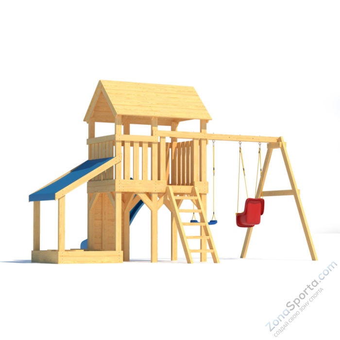 Детская площадка CustWood Scout S7+ с большой деревянной крышей