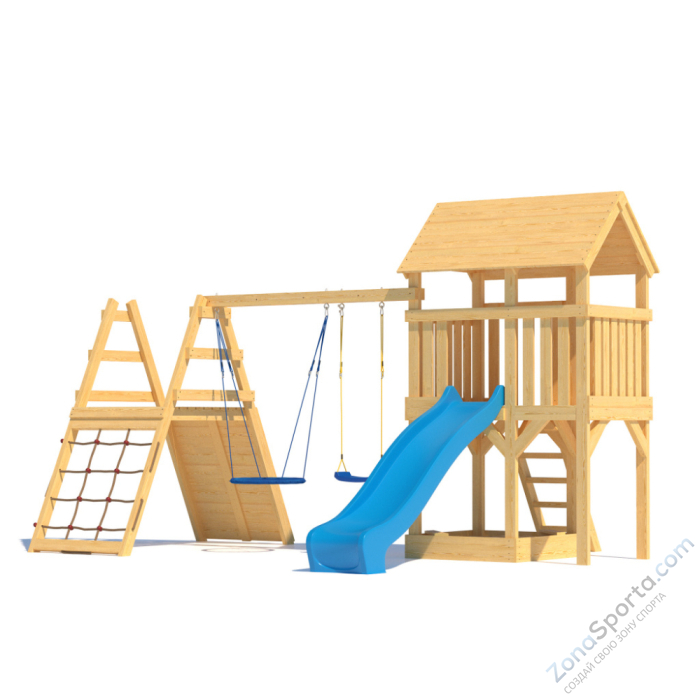 Детская площадка CustWood Scout S8+ с большой деревянной крышей