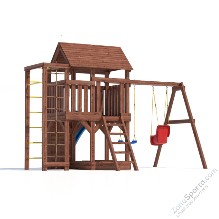 Детская площадка CustWood Scout SC4+ с большой деревянной крышей