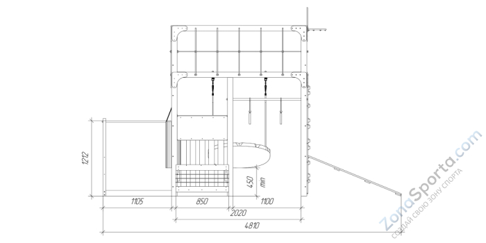 Детская площадка Савушка Куб-1 (Серый) с гамаком для йоги