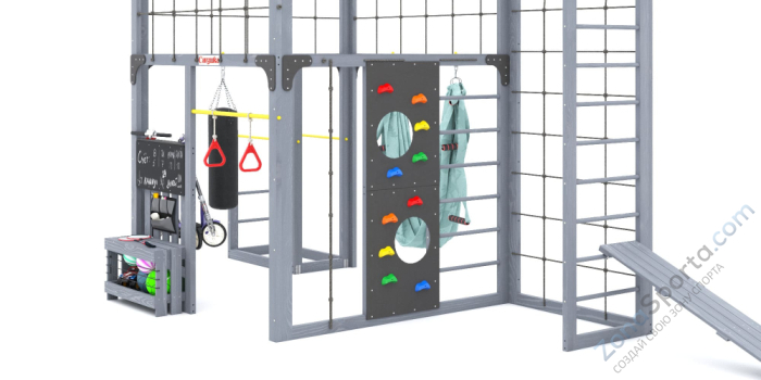 Детская площадка Савушка Куб-2 (Серый) с гамаком для йоги