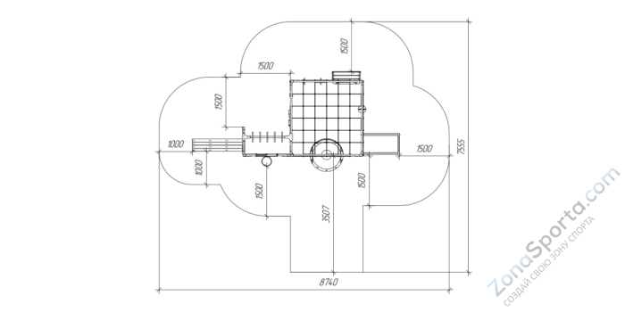 Детская площадка Савушка Куб-2 (Серый) с гамаком для йоги