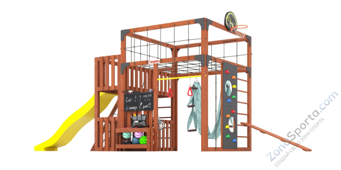 Детская площадка Савушка Куб-3 (Махагон) с гамаком для йоги