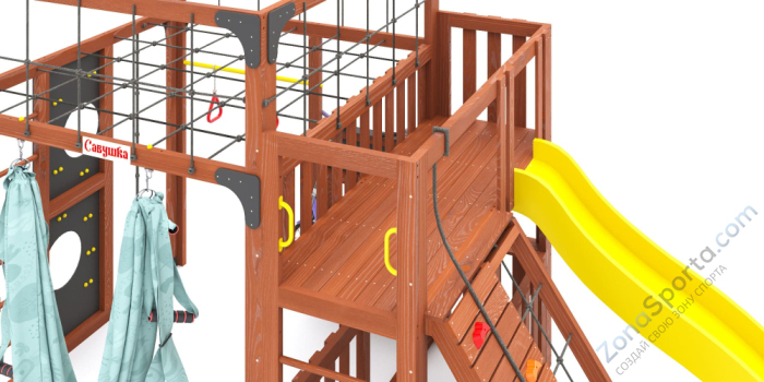 Детская площадка Савушка Куб-3 (Махагон) с гамаком для йоги