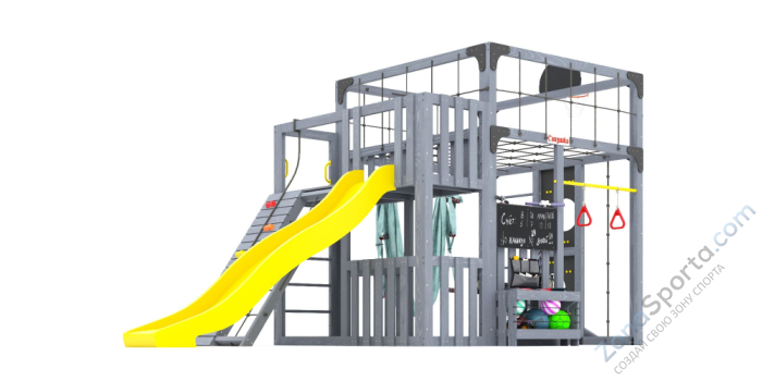 Детская площадка Савушка Куб-3 (Серый) с гамаком для йоги