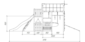 Детская площадка Савушка Куб-3 (Серый) с гамаком для йоги