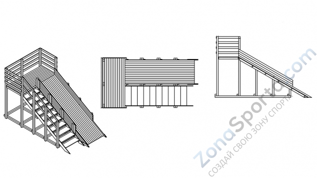 Детская зимняя заливная горка из дерева Снежинка-2