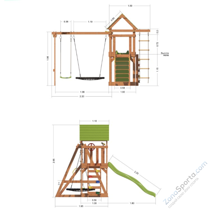 Детский игровой комплекс Unix Kids (6 in 1) Dark Green