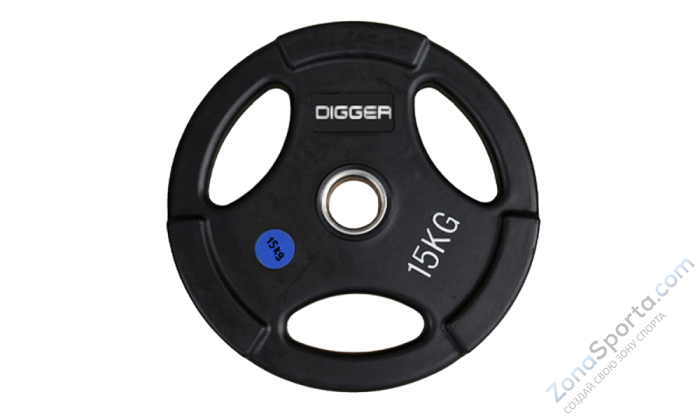 Диск олимпийский обрезиненный 3-х хватовый 15кг Hasttings Digger HD51C1C-15