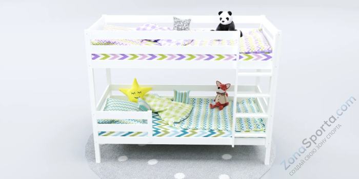 Кровать детская двухъярусная Савушка-01 80х160 белая