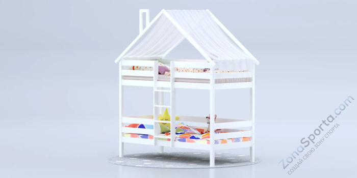 Кровать-домик Савушка-06 двухъярусная 80х160 White (белый)