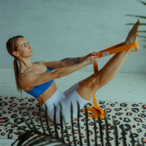 Ремень для йоги INEX Stretch Strap 240 см, синий