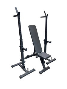 Скамья для жима + Стойки со страховкой и брусьями DEXsport ASD-0090_Black+ASD-0140-JAX-Black