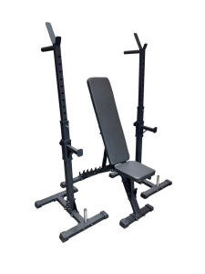 Скамья для жима + Стойки со страховкой и брусьями DEXsport ASD-0090_Black+ASD-0140-JAX-Black