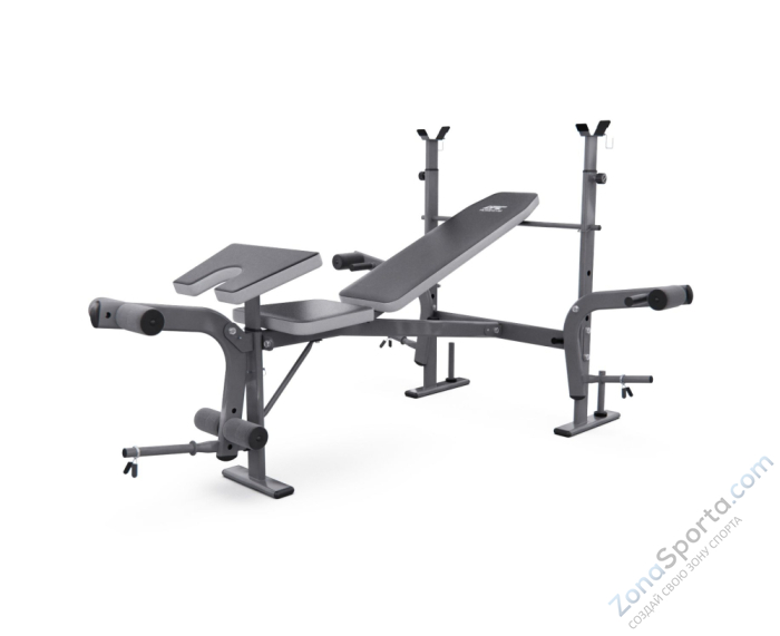 Скамья со стойками под штангу широкий хват, с партой для бицепса DFC D702 PRO