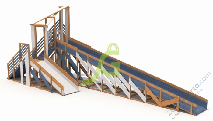 Зимняя деревянная горка IgraGrad Snow Fox 12 м с двумя скатами мод.3