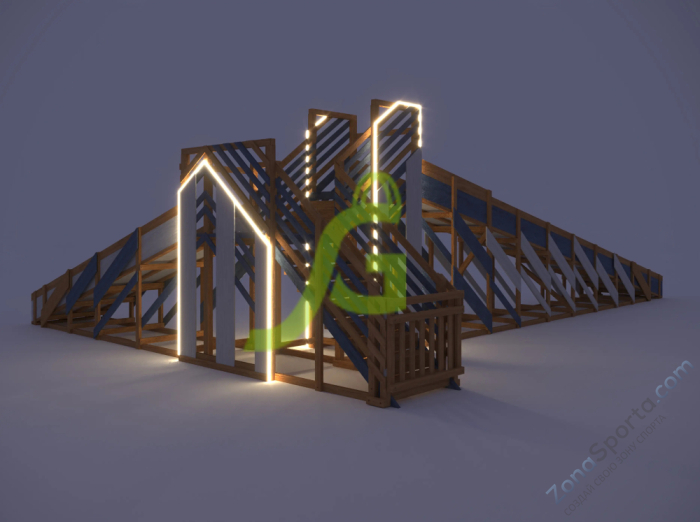 Зимняя деревянная горка IgraGrad Snow Fox 12 м с двумя скатами мод.524