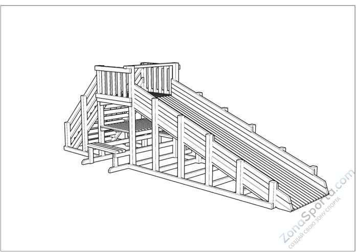 Зимняя деревянная заливная горка Ледянка 1 (пропитка)