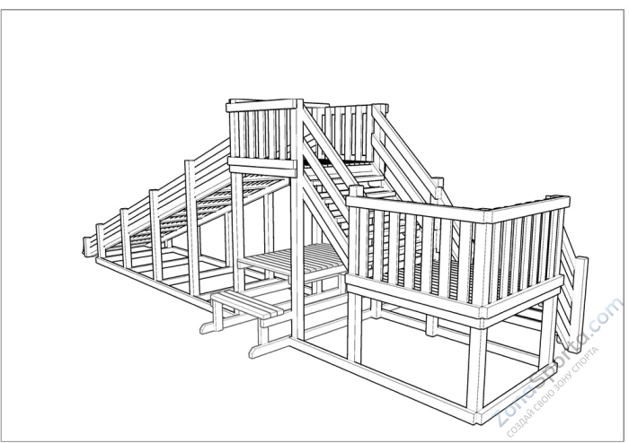 Зимняя деревянная заливная горка Ледянка 2 (без окраски)