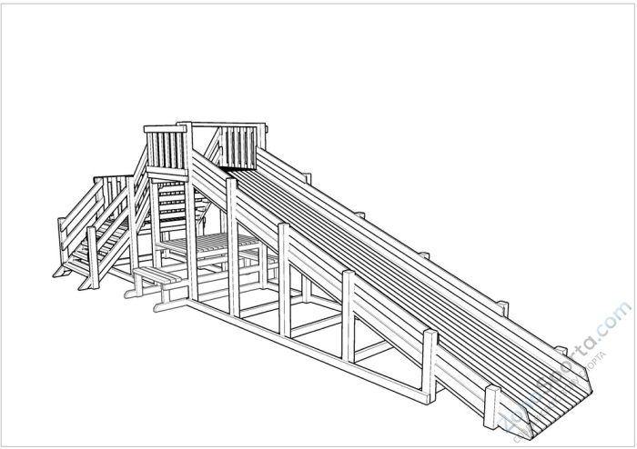 Зимняя деревянная заливная горка Ледянка 2 (пропитка)