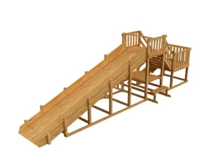 Зимняя деревянная заливная горка Ледянка 2 скат 8х1,5м (пропитка)