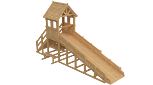 Зимняя деревянная заливная горка Теремок 1 (без окраски)