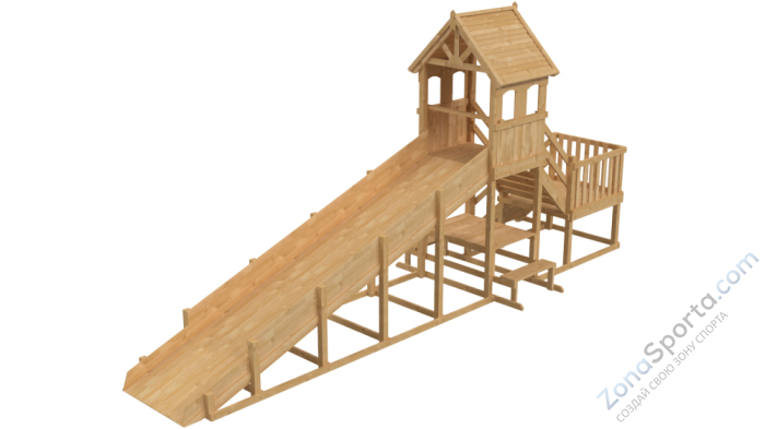 Зимняя деревянная заливная горка Теремок 2 (без окраски)