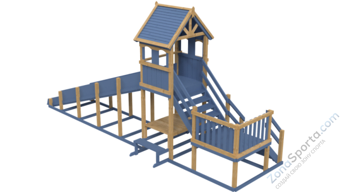 Зимняя деревянная заливная горка Теремок 2 (масло)