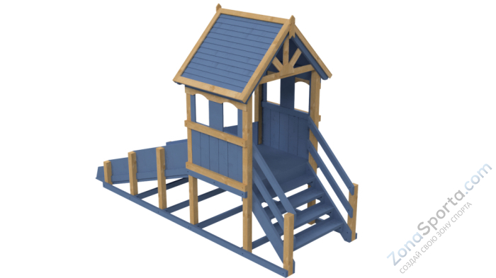 Зимняя деревянная заливная горка Теремок (масло)