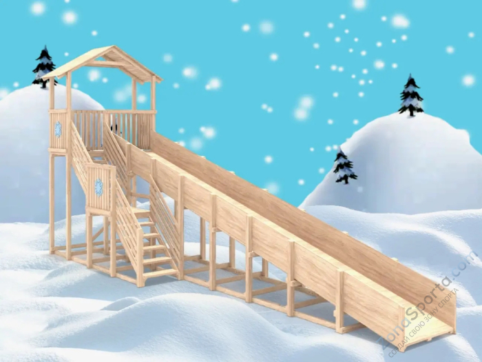 Зимняя горка IgraGrad Snow Fox (Домик) скат 10 м без окраски